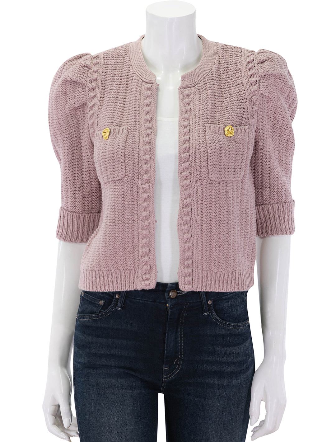 delilah crop cardi in mauve