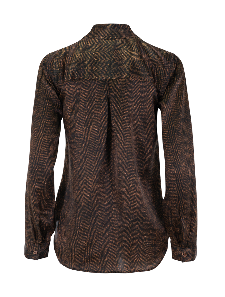 tyler blouse in brown herringbone print