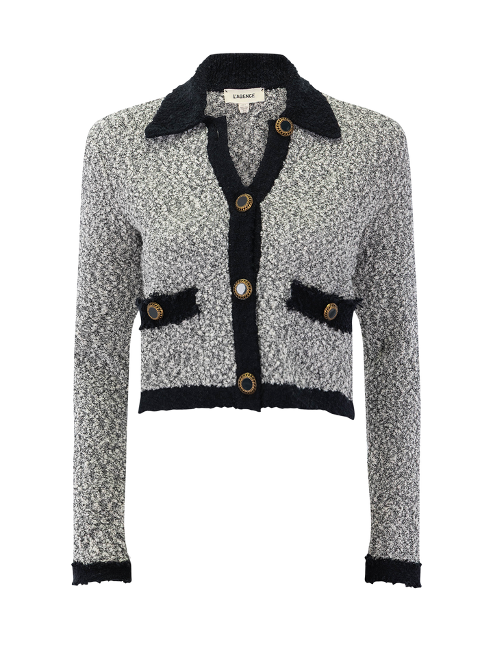 arielle collared jacket in white and black