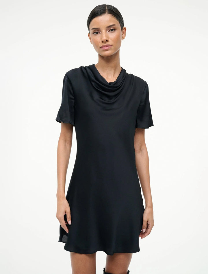 iris silk dress in black
