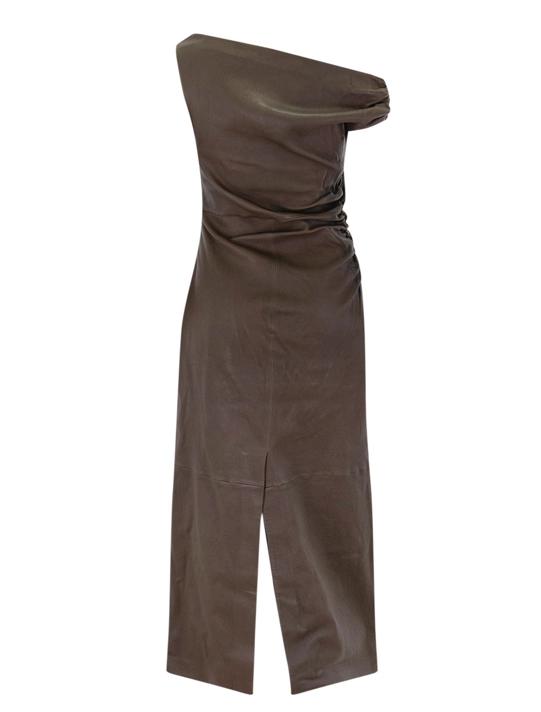 phare leather dress in truffle