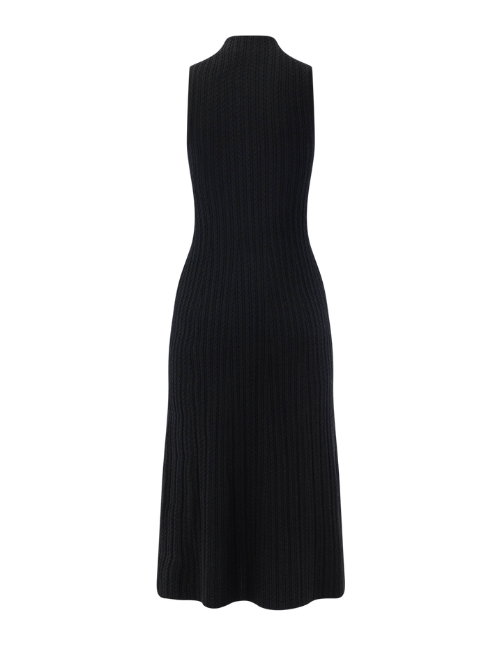 cable rib dress in black