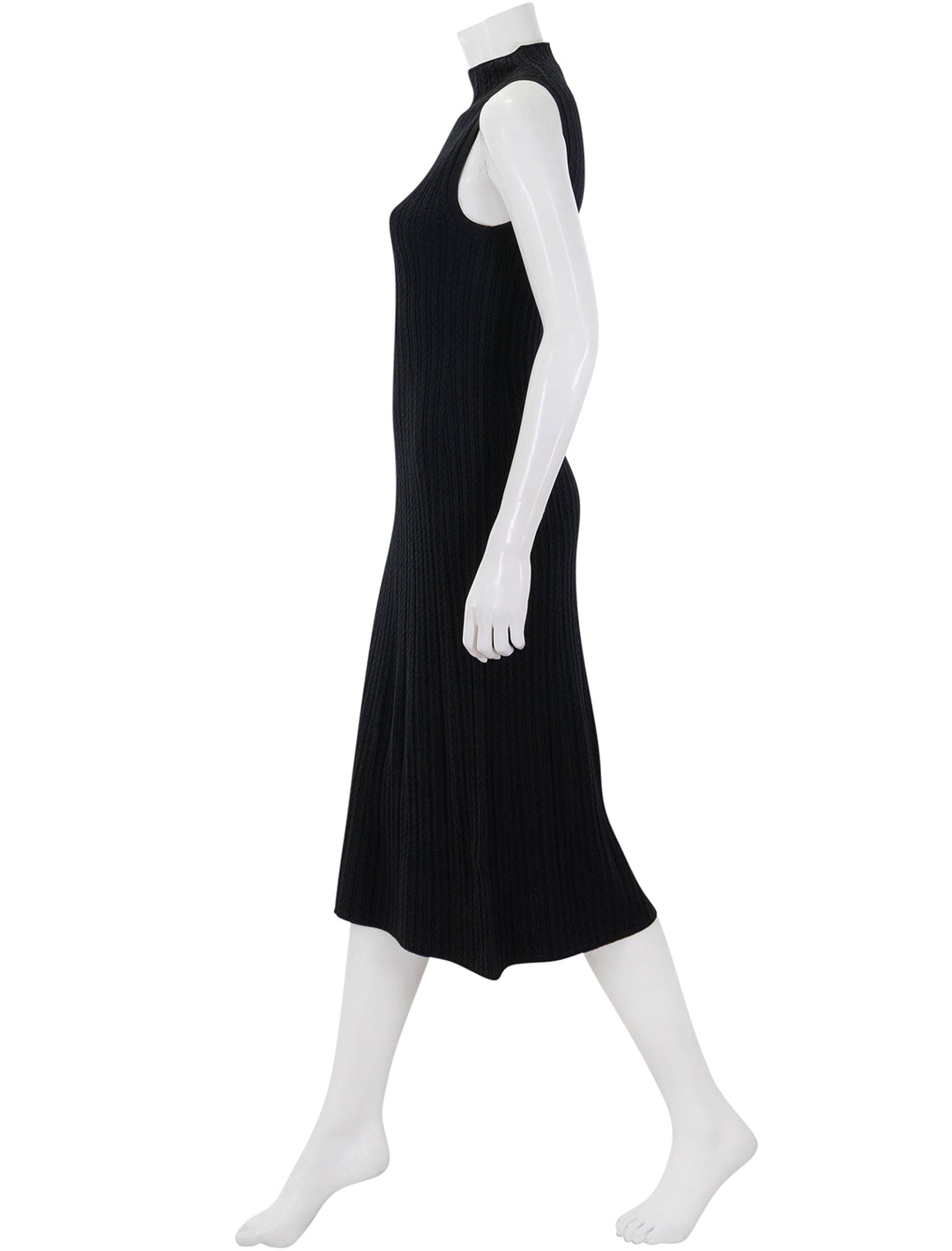 cable rib dress in black