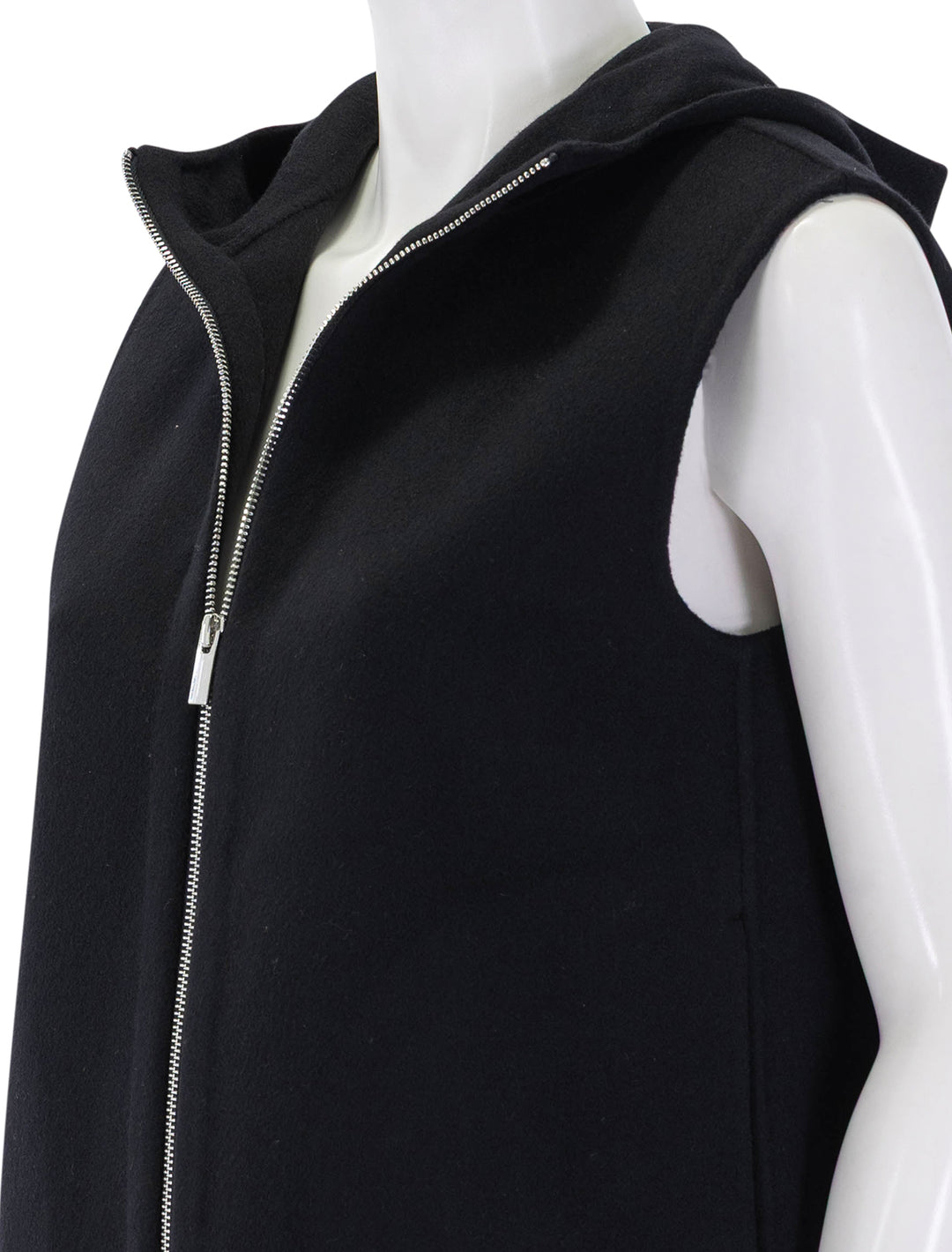 high collar zip vest in black