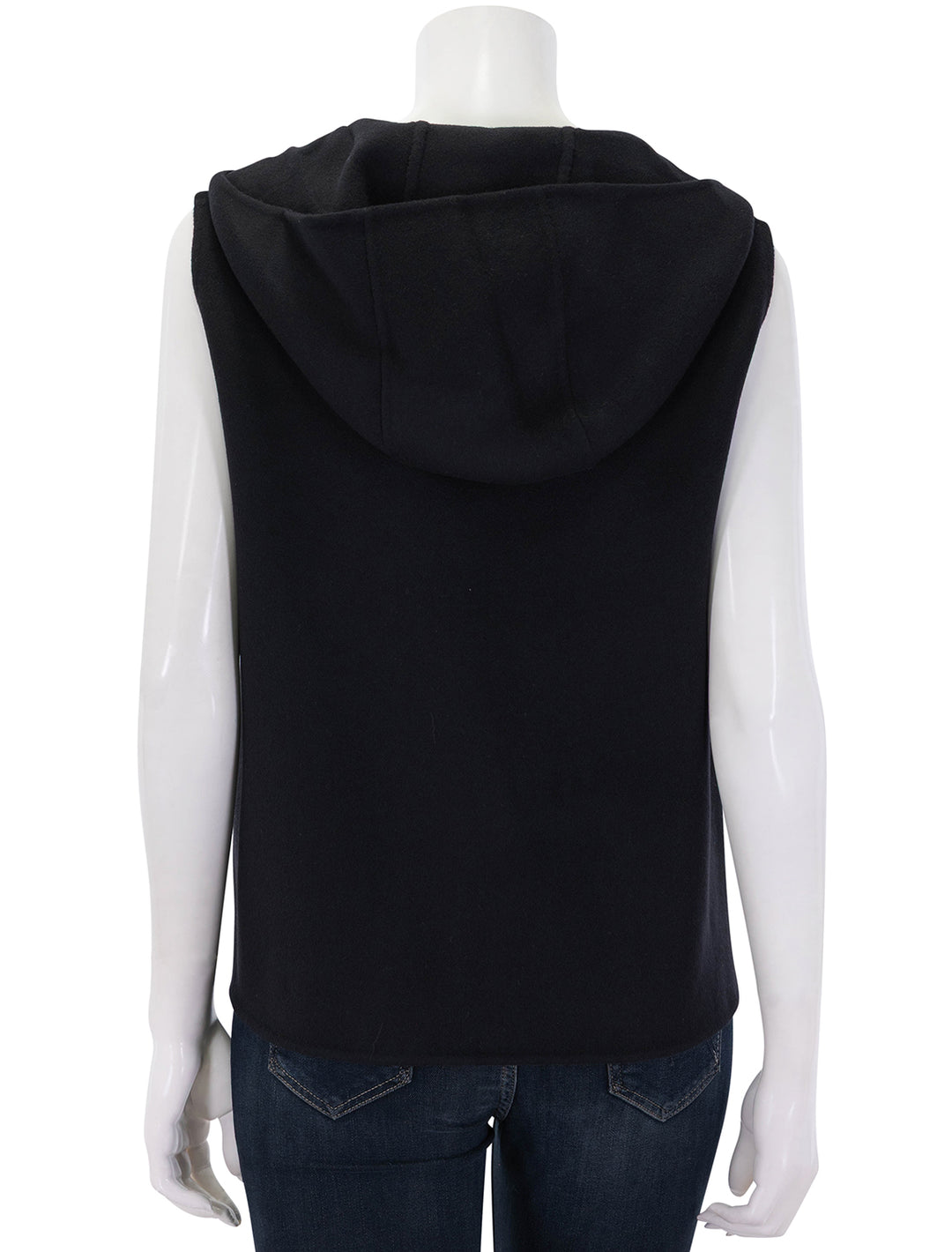 high collar zip vest in black