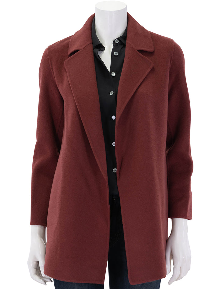 clairene double face wool coat in oxblood red