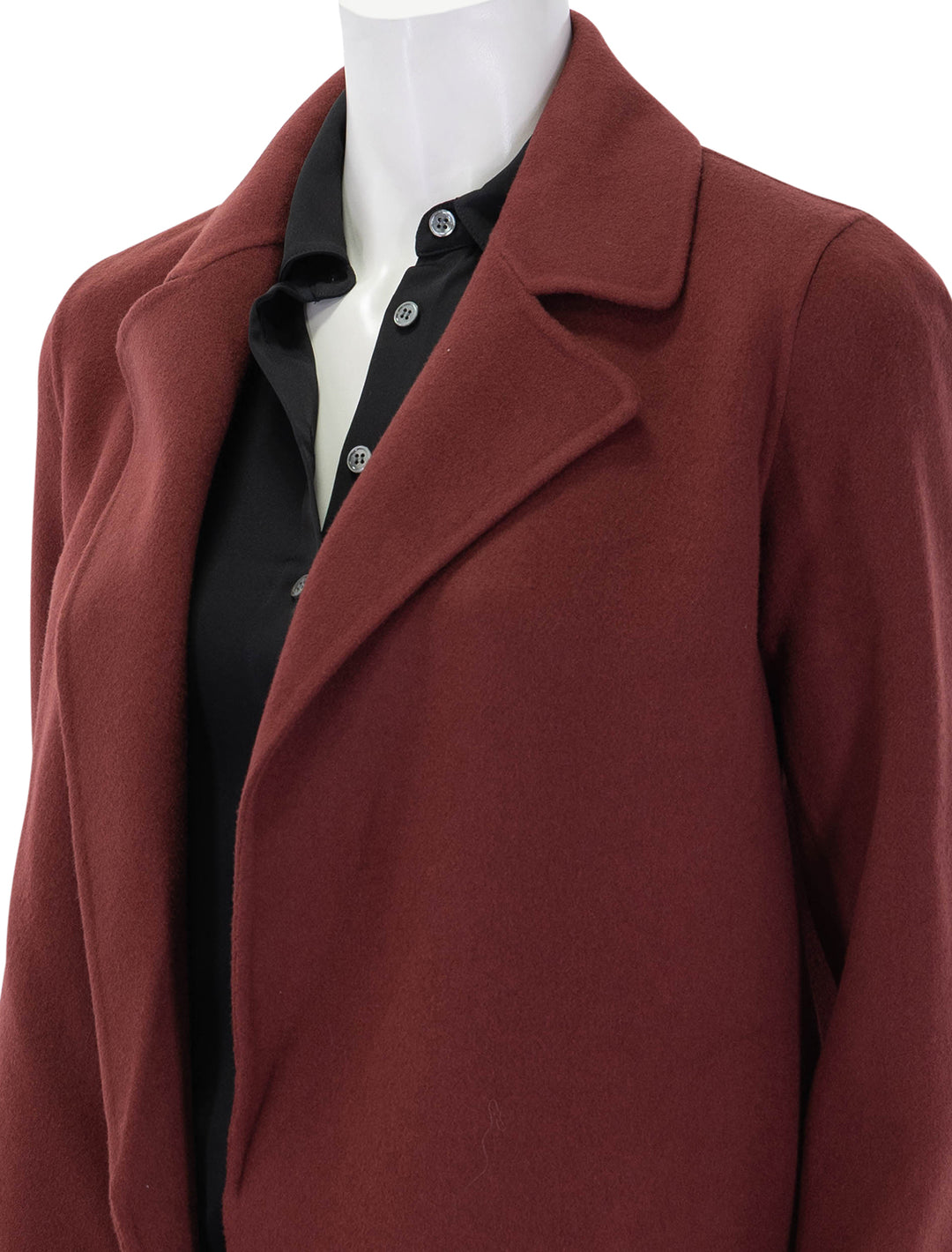 clairene double face wool coat in oxblood red
