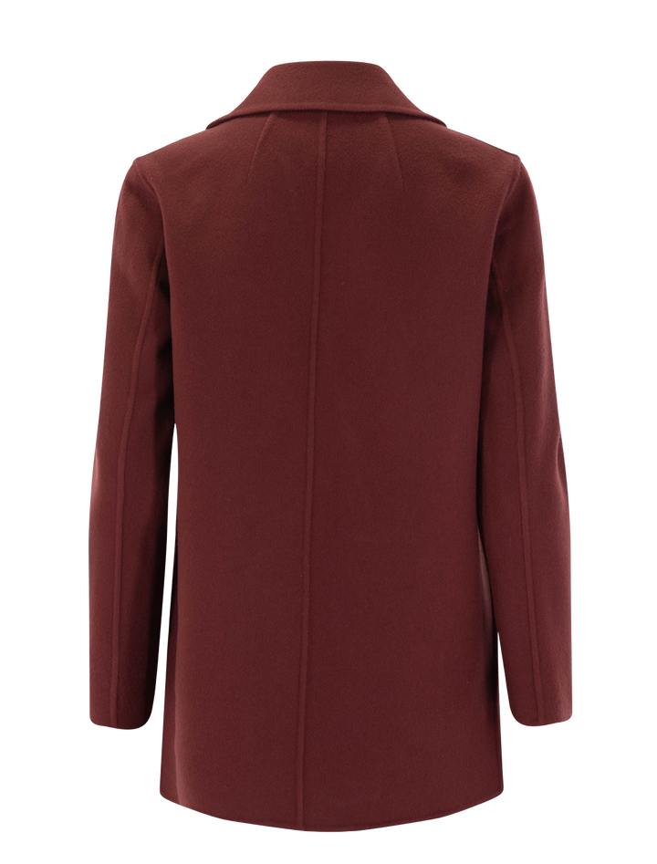 clairene double face wool coat in oxblood red