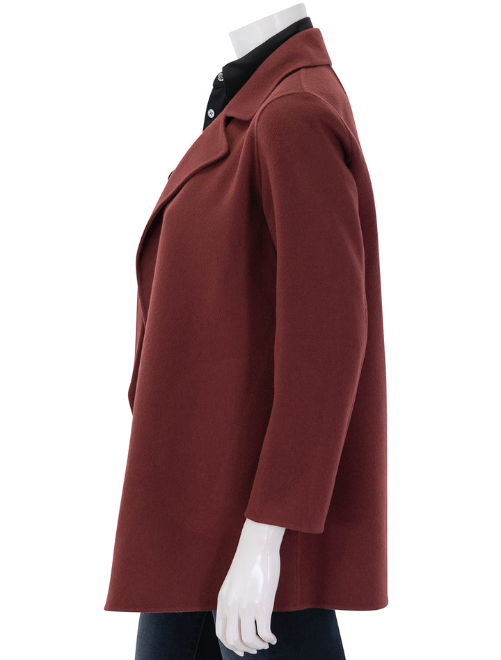 clairene double face wool coat in oxblood red