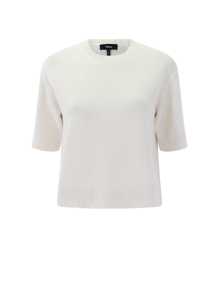 crop cashmere tee in ivory