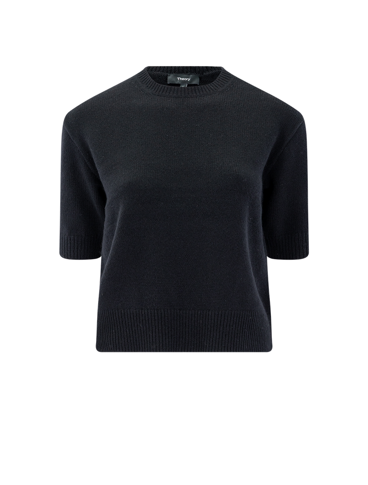 crop cashmere tee in black
