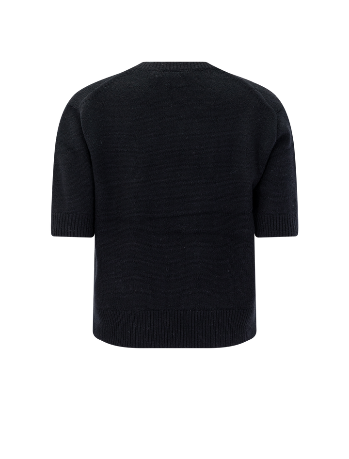 crop cashmere tee in black