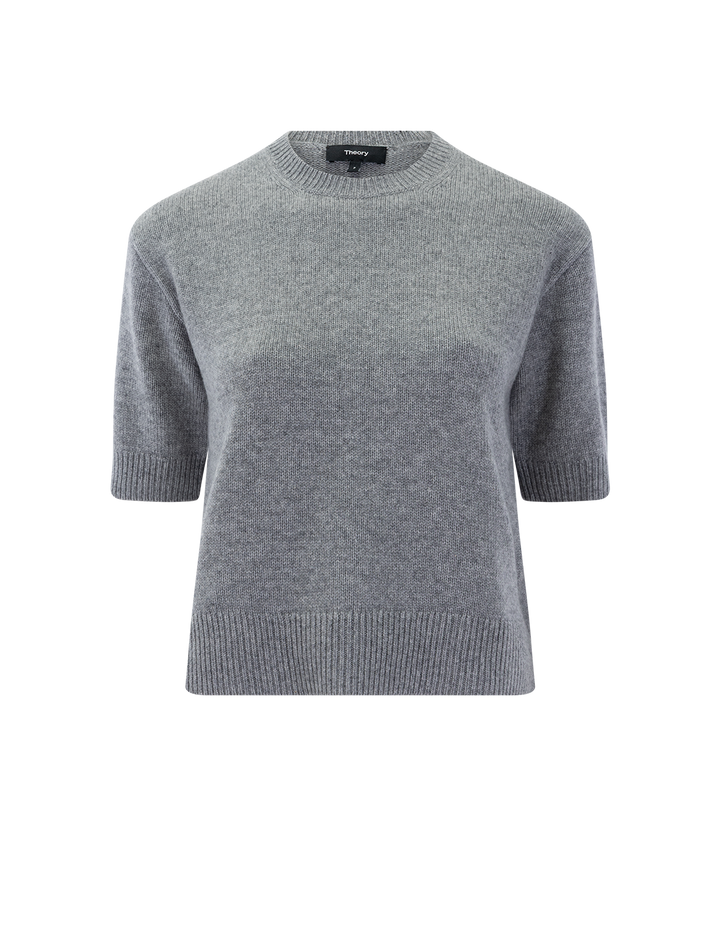 crop cashmere tee in husky grey