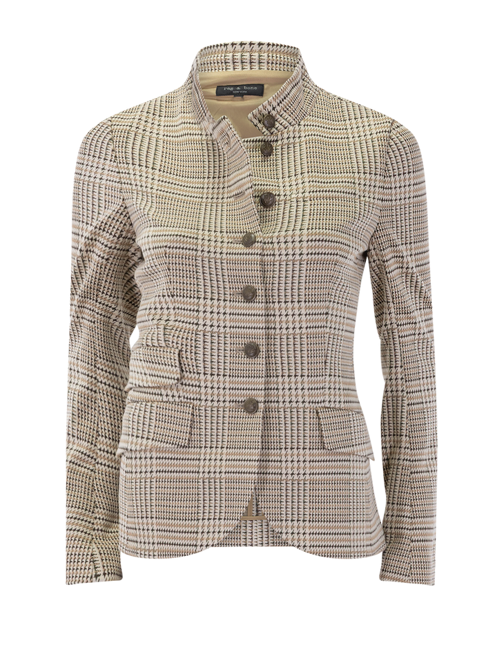 slade cropped ponte blazer in tan multi