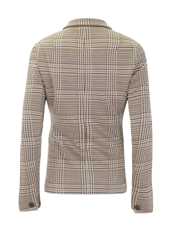 slade cropped ponte blazer in tan multi