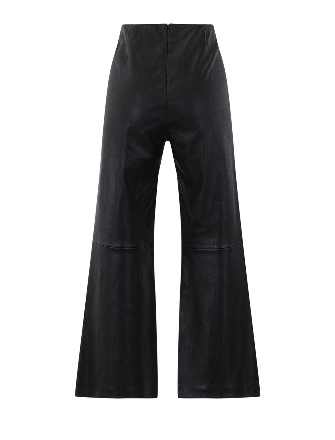 irina leather kick flare pant in black
