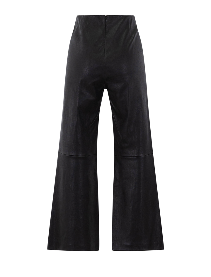 irina leather kick flare pant in black