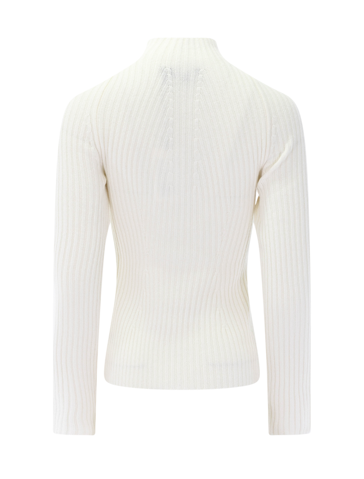 traveling rib cashmere turtleneck sweater in ivory