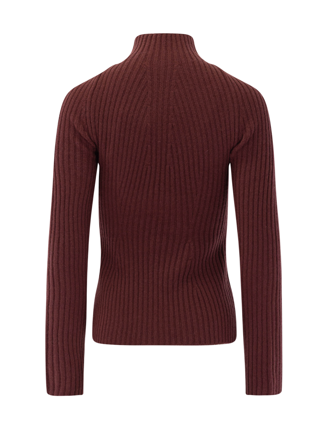 traveling rib cashmere turtleneck sweater in oxblood red