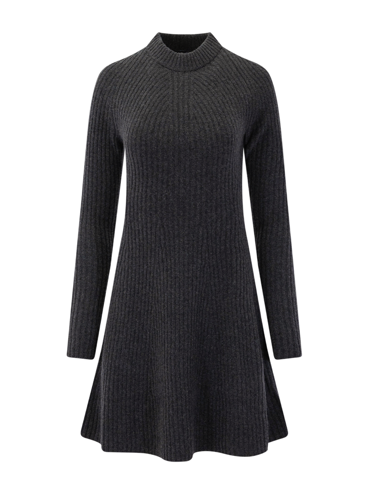 traveling rib dress in charcoal