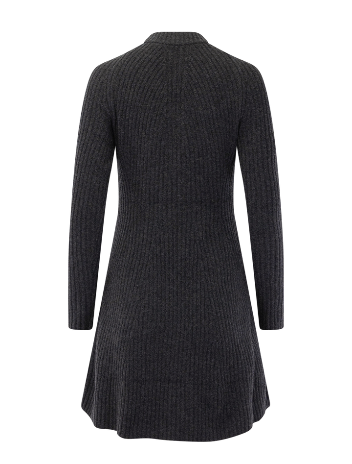 traveling rib dress in charcoal