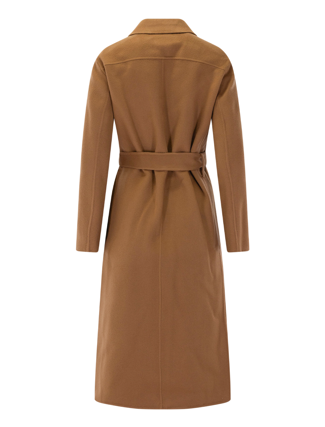 long double face wool coat in wood