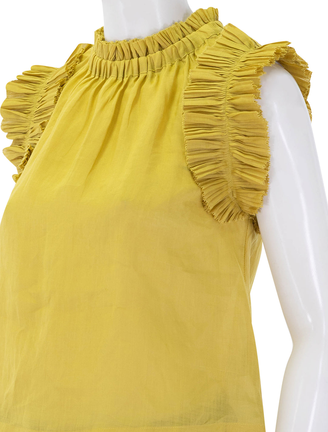 anise solid flutter sleeve top in chartreuse