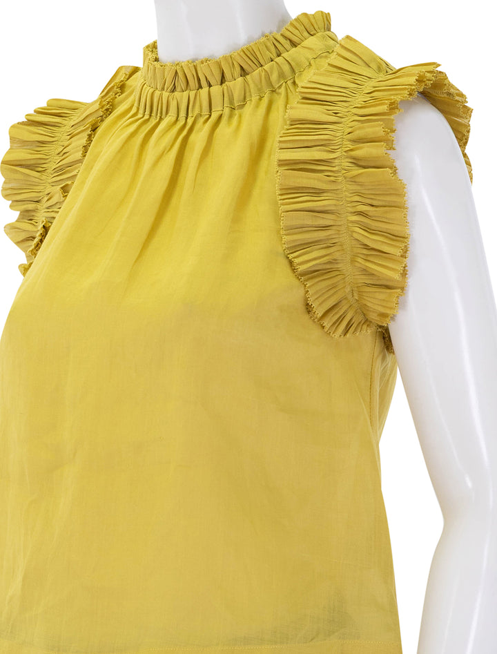anise solid flutter sleeve top in chartreuse