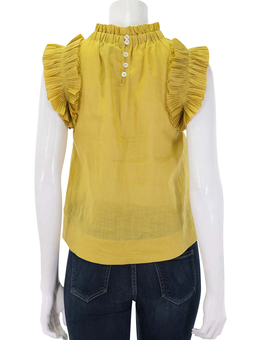 anise solid flutter sleeve top in chartreuse