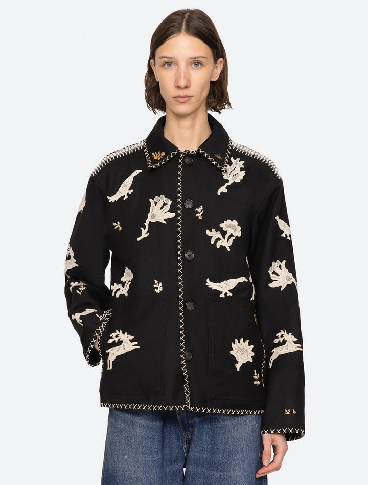 mika applique jacket in black
