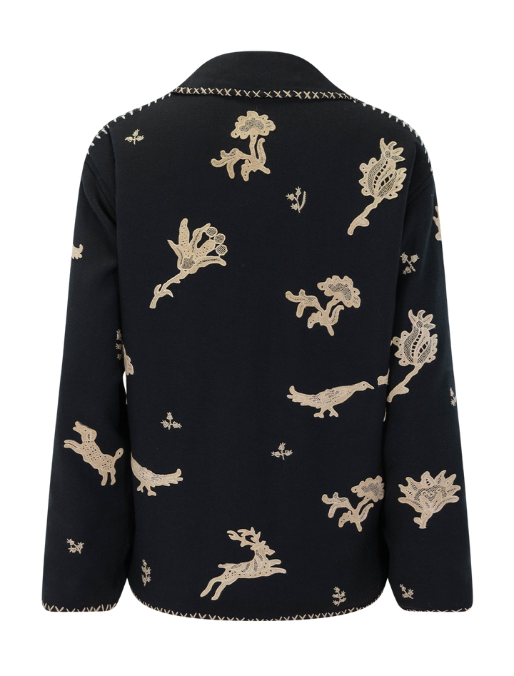 mika applique jacket in black