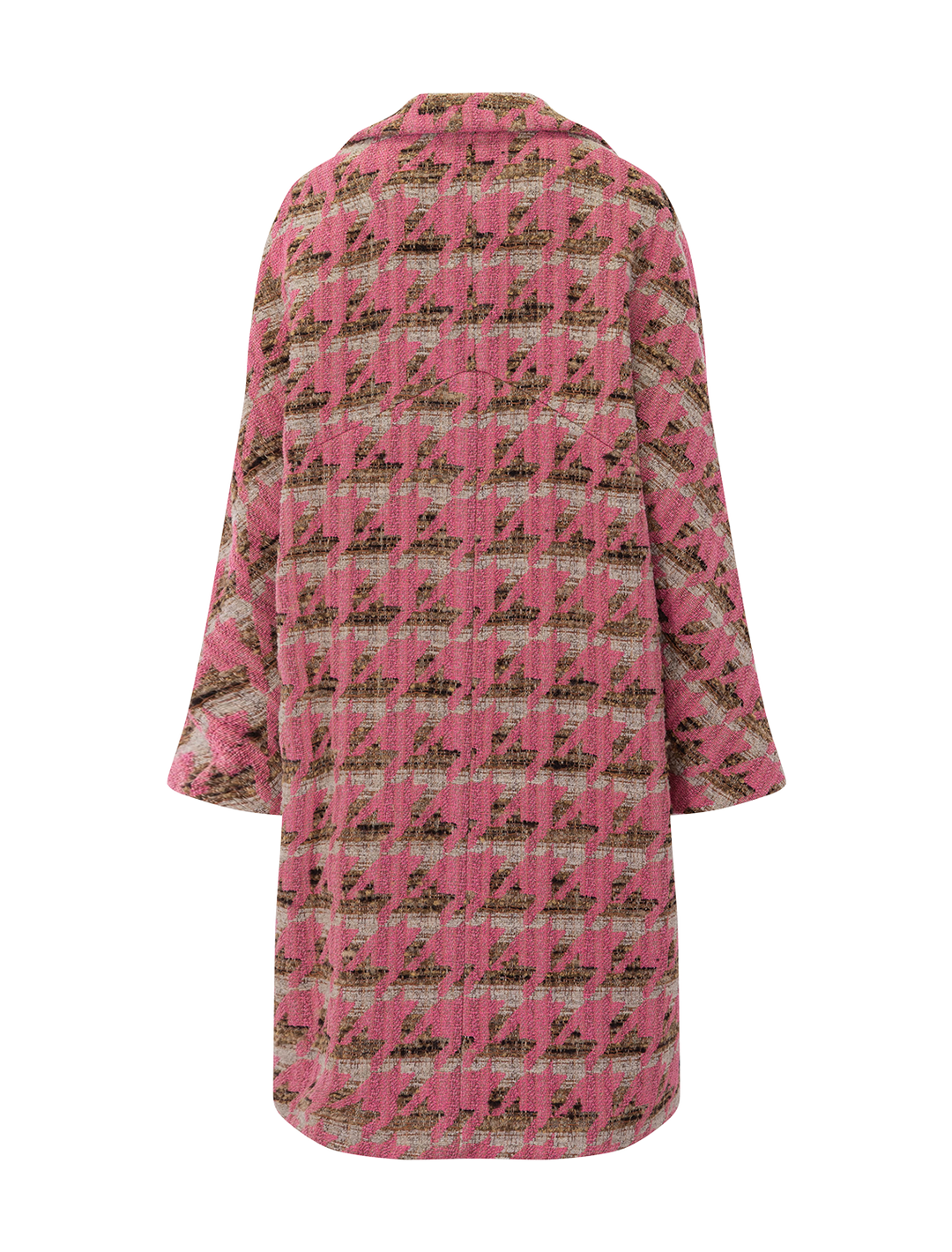 oversized swing coat in pink houndstooth