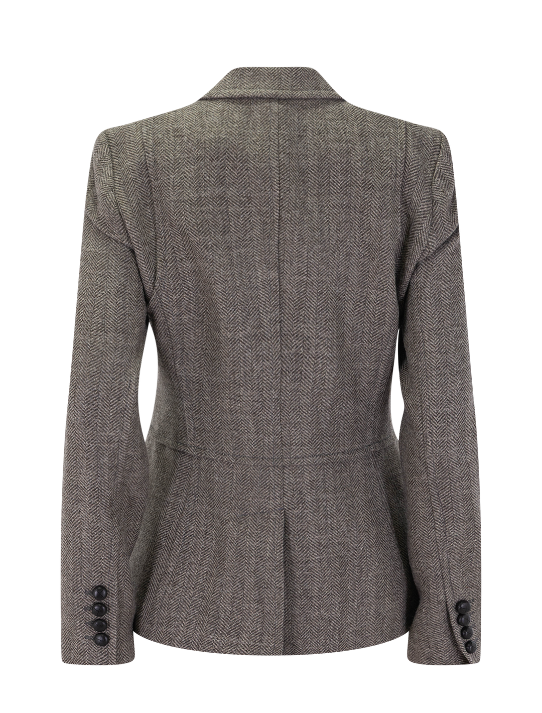 three button blazer in mushroom herringbone