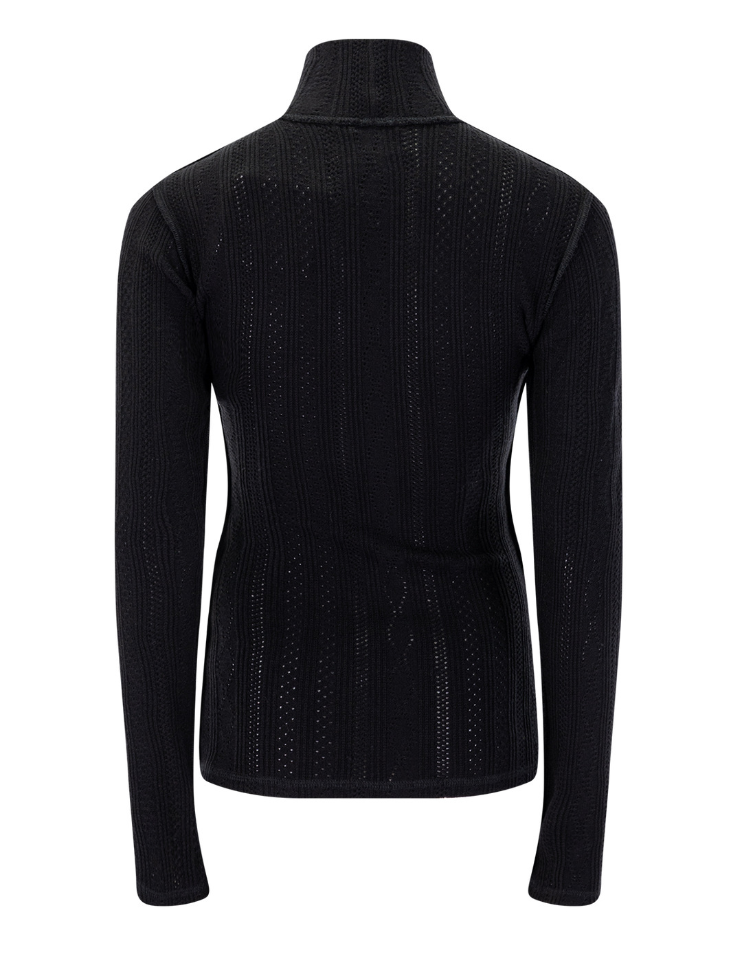 pointelle knit turtleneck in black