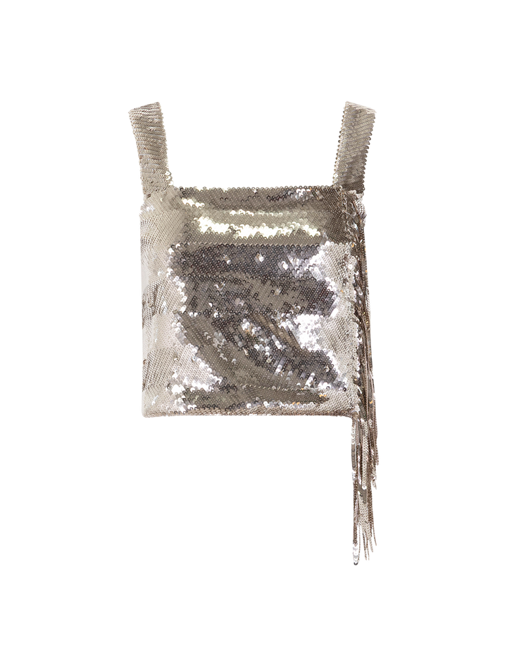 champagne sequin fringe top