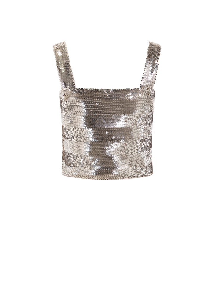 champagne sequin fringe top