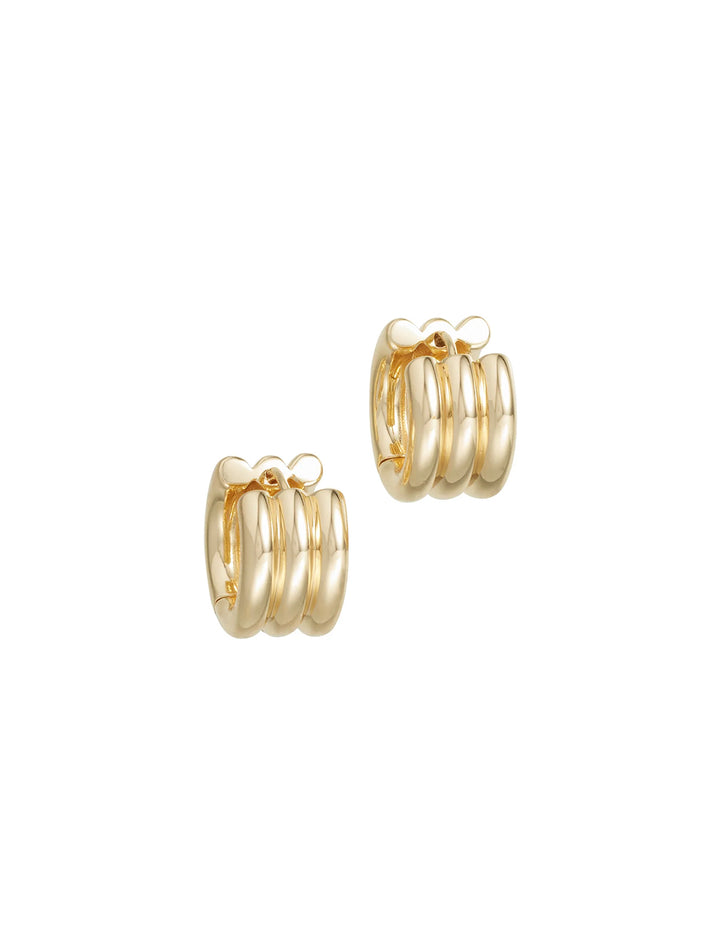 triple tube earring in gold