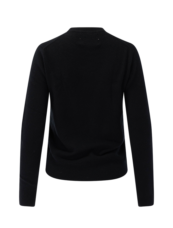 liberté egalité maternité black crewneck sweater with sand embroidery