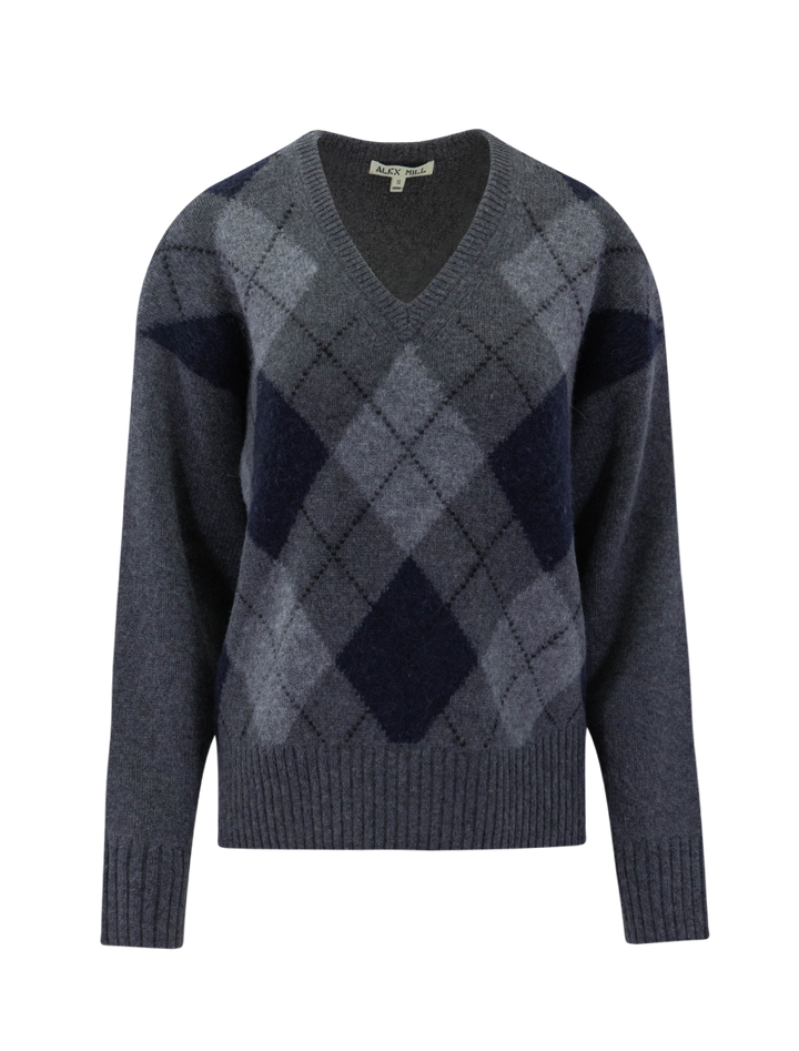 yasmine v-neck sweater in storm grey