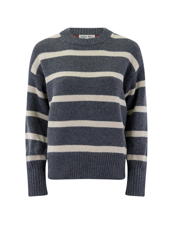 nottinghill sweater in storm grey and wishbone stripe