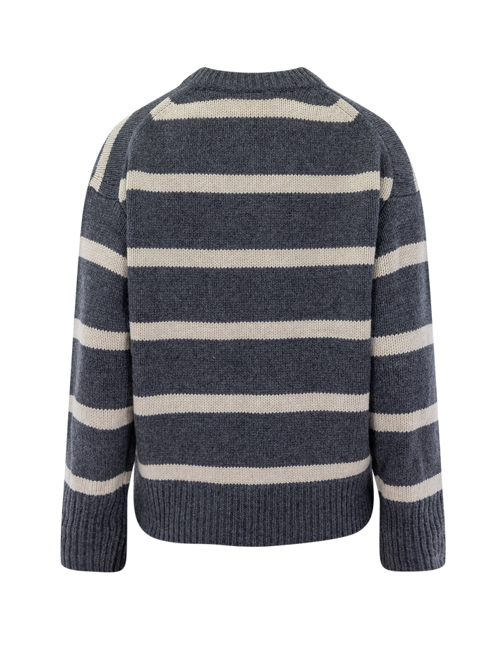 nottinghill sweater in storm grey and wishbone stripe