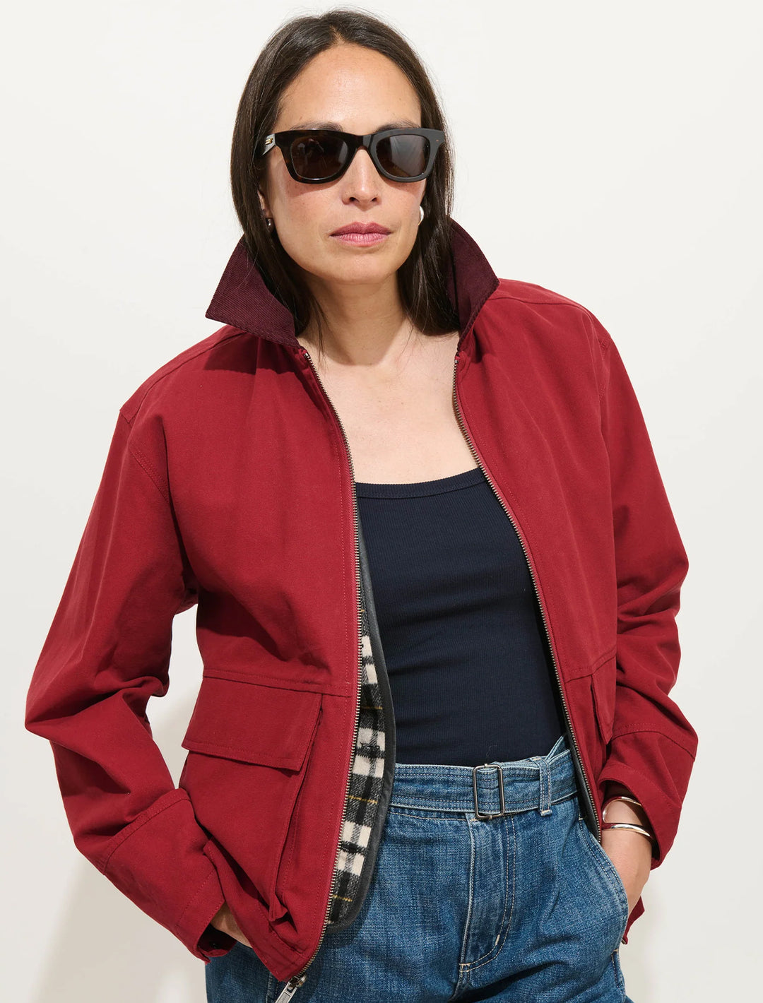 essex cotton canvas jacket in mahogany