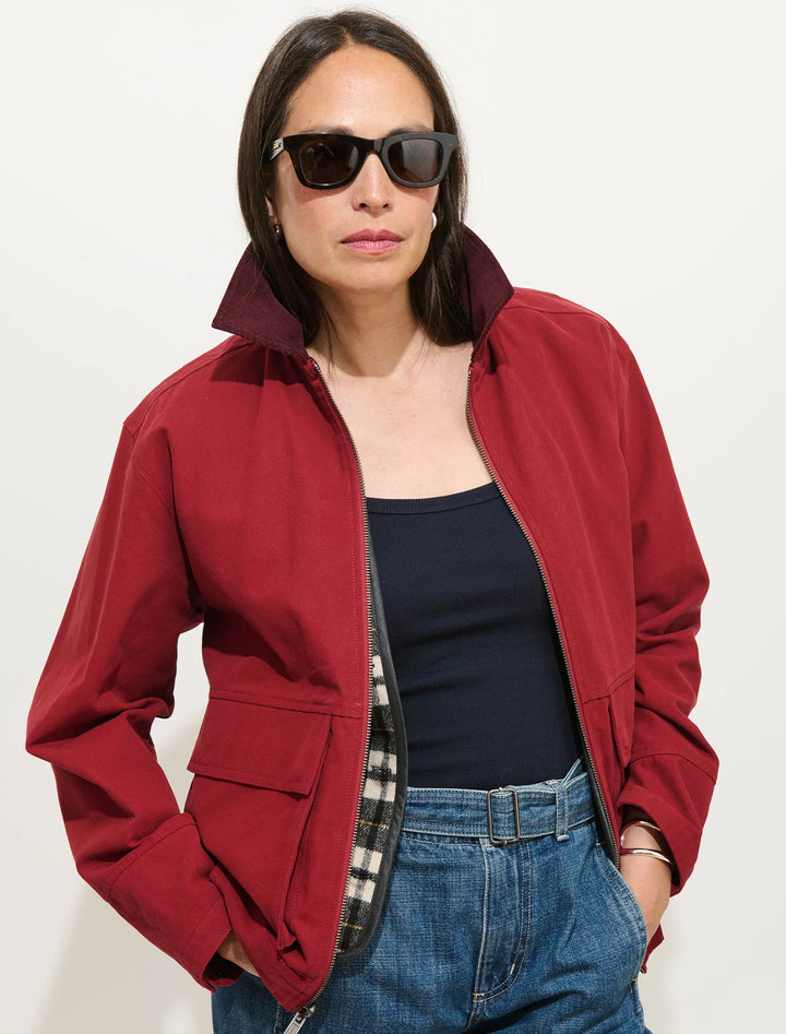 essex cotton canvas jacket in mahogany