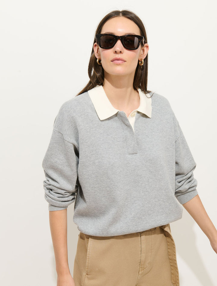 bond st. polo sweater in grey