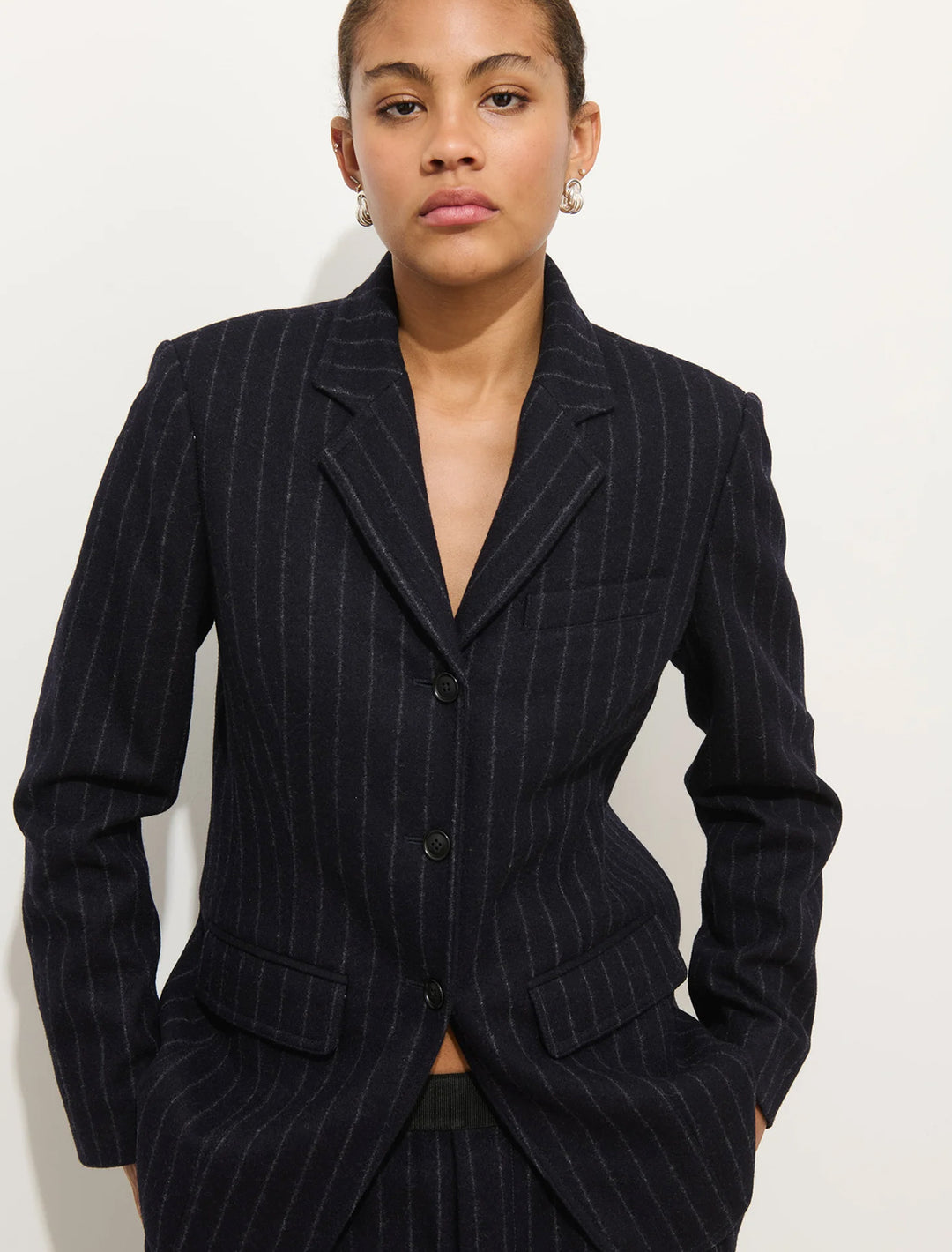 primrose blazer in chalk stripe