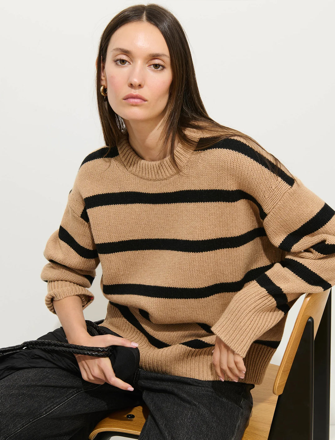 nottinghill sweater in camel and black stripe