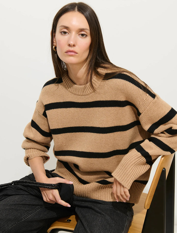 nottinghill sweater in camel and black stripe