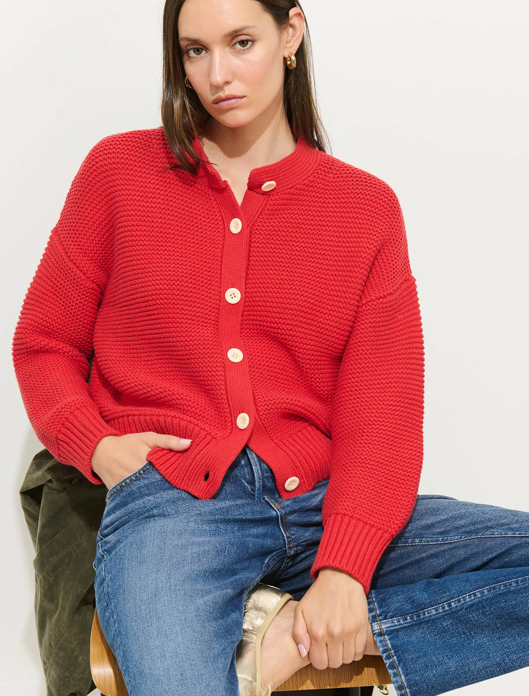 nico chunky cardigan in berry