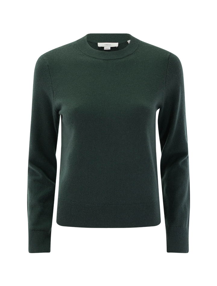 classic cashmere crew in forest
