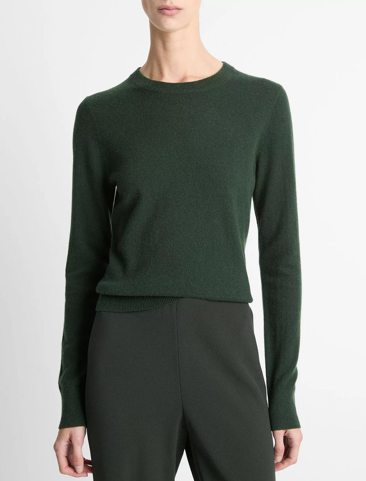 classic cashmere crew in forest